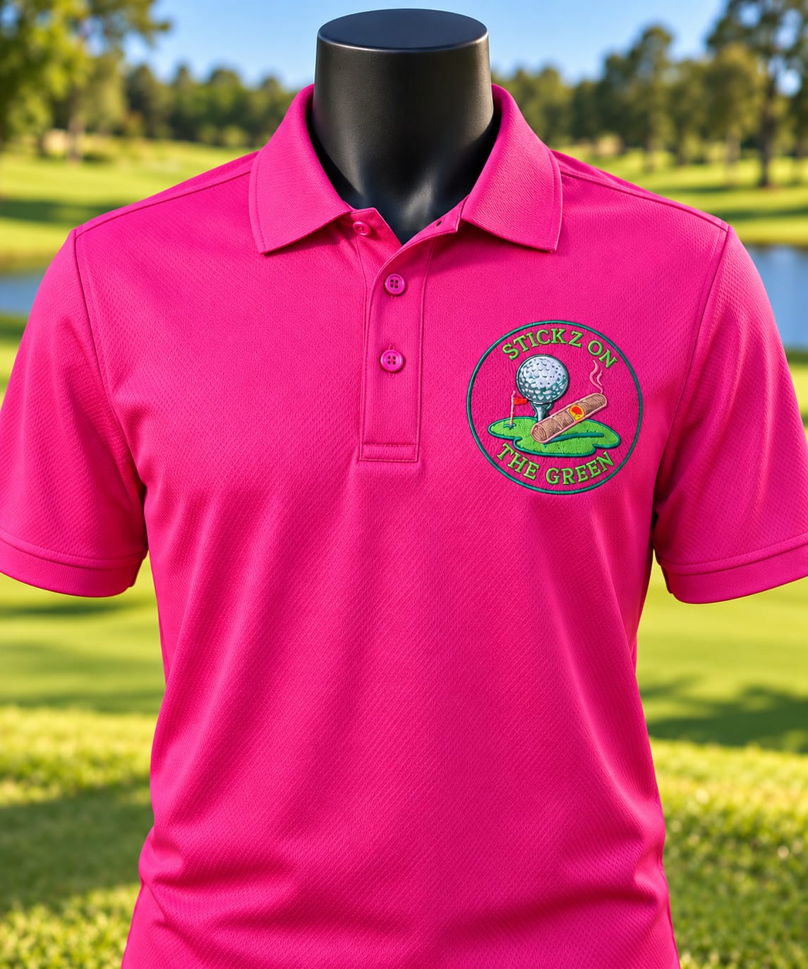 Pink branded polo shirt